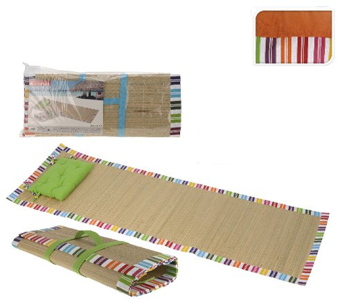 Beach Mat with Built in Pillow Straw Mat (Orange)