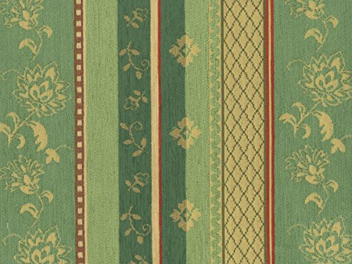Landhaus Möbelstoff Lindau Farbe 72 (grün, lindgrün, ocker,) mit biologischem Fleckschutz - modernes Chenille-Flachgewebe (gemustert, floral, gestreift, Blumen) Polsterstoff, Stoff, Bezugsstoff, Eckbank, Couch, Sessel, Hussen, Kissen
