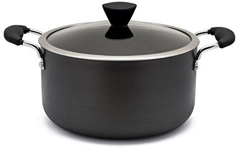 Zinel 4151 Non-Stick Stockpot/Casserole with Hard Anodised Induction Base, Grey, 22 cm