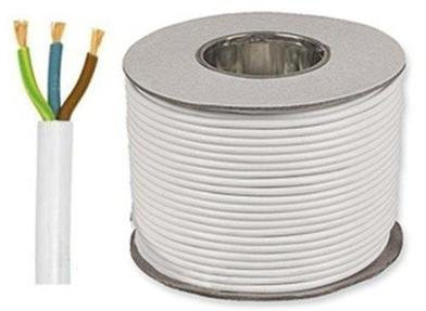 White 3183Y 3 Core 0.75mm 6 Amp PVC Flexible Cable Cut To Length Flex (25 Meters)