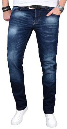ALESSANDRO SALVARINI Herren Jeans Slim Fit Hose Denim Stretch-Jeans Jeanshose Washed
