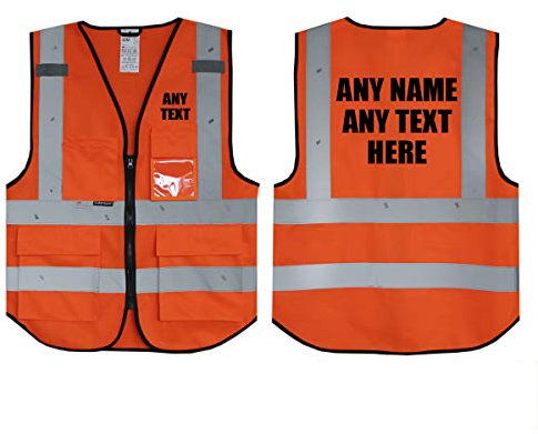 UNIGIFT Personalisierte Salzmann 3M Warnweste mit Text oder mehrfarbigem Logo und mehreren Taschen, hergestellt mit 3M Reflektierendem Material - Orange hochsichtbar Sicherheitsweste Arbeitsweste