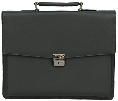 Felda - Aktentasche mit Überschlag aus veganem Leder mit Saffian-Print