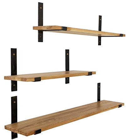 1 BestLoft® Wandregal Coral aus Eiche - Wandboard geschlossen und offen (100cm, Eiche offen)