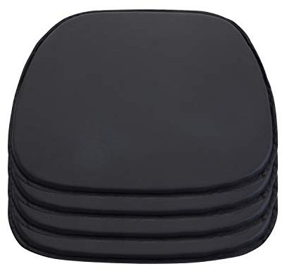 DORAFAIR 4-Pcs Stuhlkissen Leder Eckig Sitzkissen Sitzauflage Gepolstert für Stühle in Haus und Garten, 39 x 38 x 2 cm, Schwarz