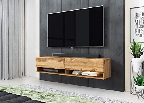 Modern RTV-Schrank Axel 140 cm, Wotan Eiche, 3 Farben, mit oder ohne LED, TV-Schrank, Fernsehtisch