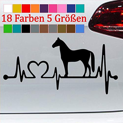 generisch Pferde Aufkleber Sticker Deko Herz Herzschlag Liebe Pony Hengst Stute PS 70-Schwarz 46x23cm