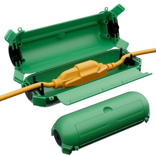 Restmo Confezione da 2 mini scatola di collegamento impermeabile IP44 con chiusura a chiave e fori di montaggio, prolunga resistente alle intemperie, per esterni, luci, cavi, fili, taglia S, verde