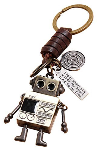 Holibanna Roboter Leder Schlüsselbund Roboter Anhänger Schlüsselring Retro Tasche Ornamente für Kinder Erwachsene Auto Geldbörse Rucksack Weihnachtsfeier Gefälligkeiten