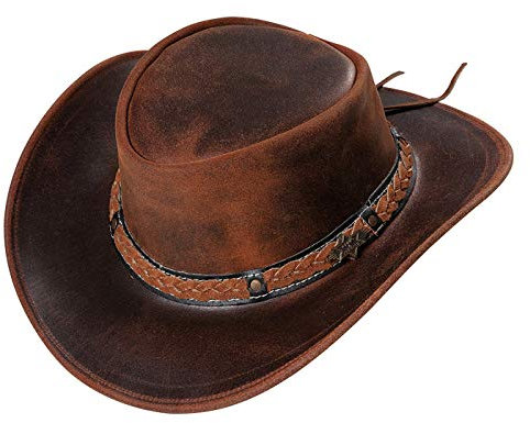 STARS & STRIPES Butch Lederhut – Robuster Western Fedora aus gewachstem Spaltleder
