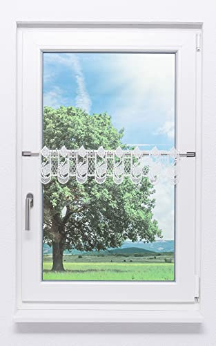 Plauener Spitze Scheibengardine Blättergirlande #1W (Bx H) 92cm * 17cm weiß