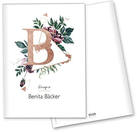 Olgs Reisepasshülle Individualisiert Buchstabe Ausweishülle Schutzhülle für Dokumente & Reisepass personalisierbar mit Namen (15 Motiv, Reisepass personalisiert)