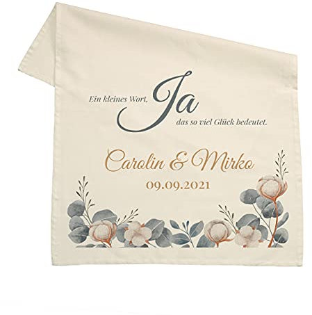 Herz & Heim® Hochzeitsgeschenk personalisiertes Geschirrtuch 100% Baumwolle 45 x 70 cm mit Namen