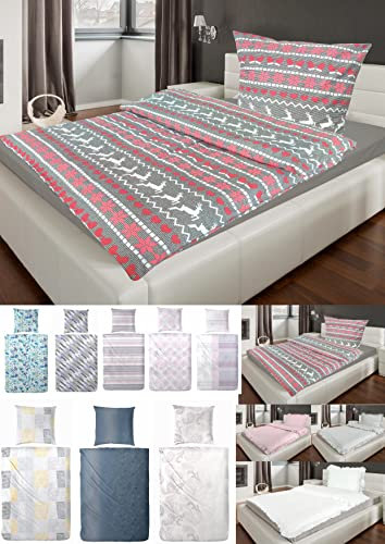 MB Warenhandel24 Bettwäsche warme Winter Biber Feinbiber Flanell Baumwolle 135x200 + 80x80 cm 2 TLG teilig (Winter Traum)