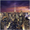 Wallario Memoboard aus Glas mit Motiv, Magnet-Tafel in 50 x 50 cm in Premium Qualität New York bei Nacht - Panoramablick über die Stadt