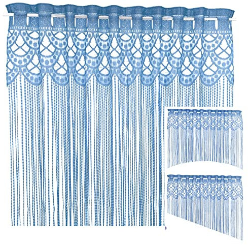 heimtexland ® Fadengardine Zuschneidbar Insektenschutz Vorhang Türvorhang Raumteiler Gardine Typ570 Blau 250x295