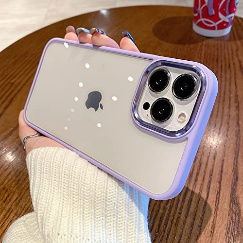 Custodia per telefono estetica con lente in metallo trasparente per iPhone 13 11 12 Pro Max X XS XR 7 8 Plus SE2 Custodia alla moda semplice, viola lilla, per iphone 12 mini