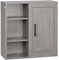 kleankin Armario de Baño de Pared con 3 Estantes Abiertos y 1 Puerta Mueble Auxiliar Suspendido para Salón Aseo Dormitorio Estilo Moderno 48x20x50 cm Gris