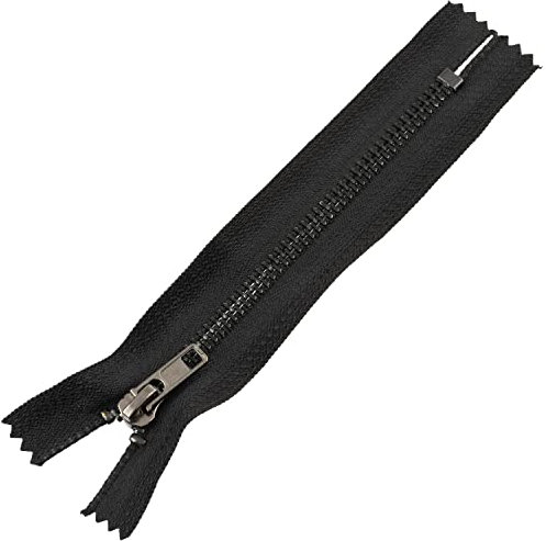 Aerzetix - C61494 - Cerniera Lampo N°4 Non separabile 12cm in Metallo - con tiretto Semplice - Colore Nero - cursore pelletteria Decorazione Cucito Jeans Gonna Abito Pantaloni merceria
