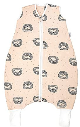 Hosenmax Schlafsack mit Füßen Winter – Bio Baumwolle & Baumwollfüllung – entspricht TOG 2.5 – Babyschlafsack - Schlafsack Kinder –Verspielter Löwe Größe 70 cm