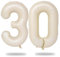 Lingqiang Beige Number 30 Balloons, 40 Inch Large Cream Foil Number 3 & 0 Balloons for Women, Self Inflating 30th Birthday Balloons for 30 Year Old Men Anniversary Birthday Party Decorations Supplies