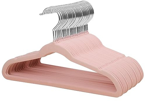 ManGotree Cintres en Velours 35cm pour Enfants, Cintres Ultra-Minces pour Enfants avec Crochet Pivotant à 360°, Cintres en Feutre Antidérapants pour Les Jeunes, Robustes et Durables (32 Packs, Rose)