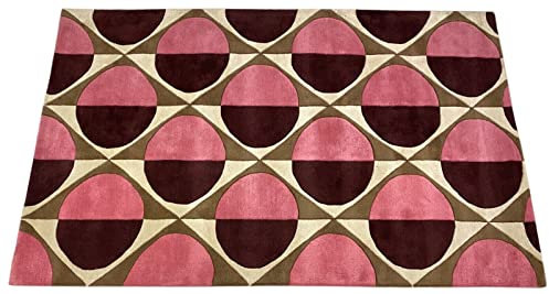 Orientteppich Rosa Schwarz Beige 100% Wolle Teppich Handgetuftet 150X240 cm D129