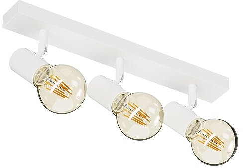 Klighten Deckenstrahler 3 Flammig E27, Vintage Industrial Deckenspot, Retro Deckenleuchte Strahler Schwenkbar für Küche, Schlafzimmer, Wohnzimmer, Flur, Weiß, 39cm, Ohne Leuchtmittel