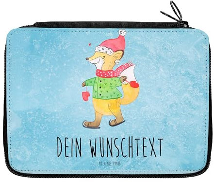 Mr. & Mrs. Panda Personalisierte Federmappe Fuchs Schlittschuhe - Personalisierte Geschenke, Motiv, Weihnachten, Winter, Weihnachtsdeko,