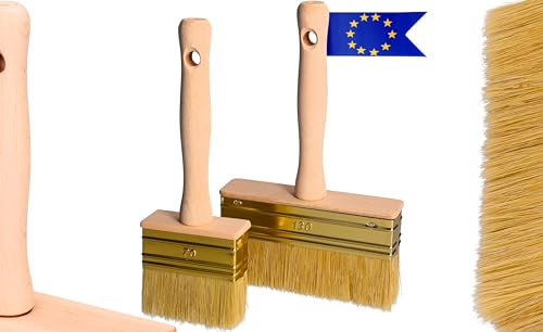 ToolSpace 2 Pièce Pinceau 70/130mm Brosse en Bois pour Lasure Badigeon Chauler de la Peinture à la Chaux Spalter Large avec Poil Naturel pour Application Terrasse Mur Enduit Murale à Effet Papier