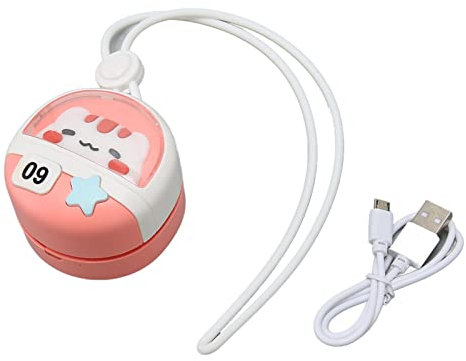 Mini-Ventilator Zum Aufhängen, Cartoon 3-Gang-USB-wiederaufladbarer Kleiner Ventilator, Weiches Kabel für Camping (Katze)