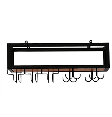 Portabottiglie sospeso a soffitto, con ripiani in legno industriali a catena di ferro lunga 1 m, regolabile in altezza, porta calici per calici, portaoggetti per bar/cucina/ristoranti (dimen