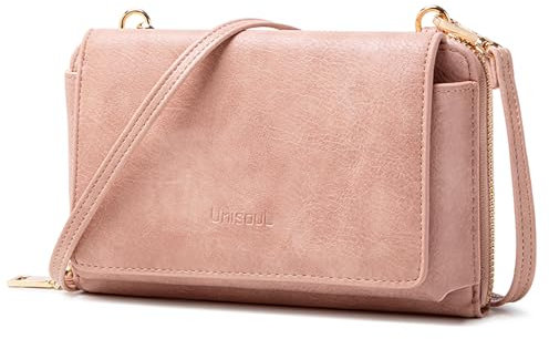 unisoul Umhängetasche Damen Klein Handtasche Damen Leder Handytasche mit Geldbörse Schultertasche mit Kartenfächern, Moderne Taschen Portemonnaie Frauen Crossbody Bag