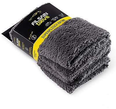 FILSAIN® Mikrofasertuch SUPERPLÜSCH EXTRA - 2er Set - Ultra flauschig & weich - Maximale Reinigungskraft - 100% fusselfrei - für Innen & Außen - materialschonend für alle Oberfläche - 37 x 37 cm