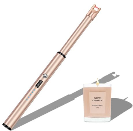 Navpeak Candle Lighter Long Neck Windproof Electric Arc Lighter for Gas Stove Fireplace BBQ Kitchen Grills (Rose Gold)