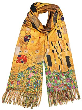 Cara Mia Leichter Schal Damen Viskose Bunt Frühling Weich Baumwolle XXL Künstler-Motiv Motiv 029