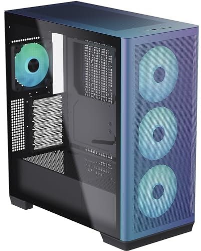 APNX Creator C1 ChromaFlair PC Case – Mid-Tower, Tempered Glass, ARGB Fans, E-ATX Support, Tool-Free Design
