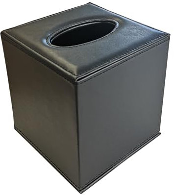 OSCO Taschentuchbox aus Kunstleder, quadratisch, 138 x 138 x 150 mm, Schwarz