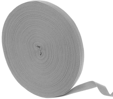 sourcing map 45,7 m Baumwoll-Twillband, 15 mm Fischgrätenband, Schrägband, Schrägband für Kleidung, Nähen, DIY Basteln (Dunkelgrau)