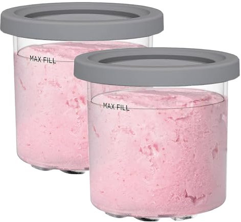 Bacs à Crème Glacée pour Ninja Creami Machine NC300EU NC300 NC301 NC299AMZ Série, Lot de 2 Récipients à Crème Glacée avec Couvercles pour Ninja Creamy, Sans BPA Et Lave-Vaisselle