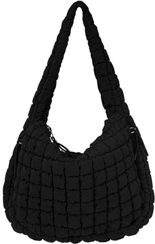 GSenhui Gesteppte Tasche Groß, Puffer Tasche Crossbody Bag Puffy Tote Bag Stepptasche zum Umhängen, Baumwolle Quilted Bag Hobo Bag Einfarbig Daunen Puffer-Tragetasche