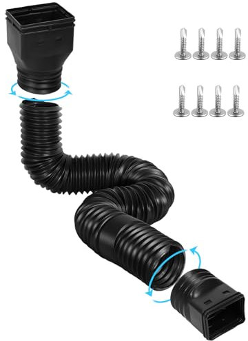 Gutterlix 1 Pack Flexible Gutter Downspout Extensions Extendable from 21 to 67, Downspout Extender Comes with Adapters, Thickened Down spout Drain Extension for Rainwater Drainage(Black)