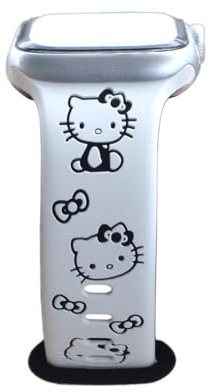 Cute Cartoon Two-Tone Engraved band Compatible with Apple Watch Bands 40mm 41mm 42mm 44mm 45mm 46mm 49mm 38mm Women, Soft Silicone Strap for iWatch Bands Series 10 9 8 7 6 5 4 3 2 1 SE Ultra/Ultra 2