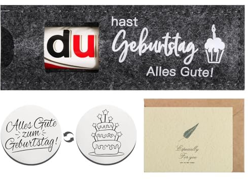 BOFUNX du hast geburtstag Geschenke Hülle Filz Geschenk für Schokolade mit Pocket Glücksbringer Geburtstag Geschenk für Familie Kinder Freunden - ohne Schokolade Schokoriegel