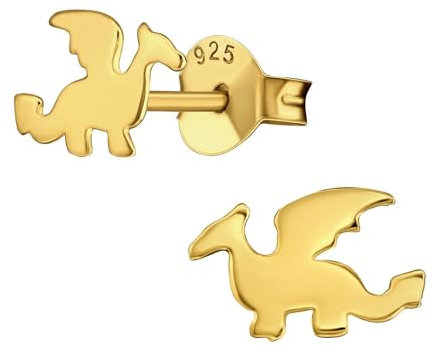 Monkimau Drache Kinder Ohrringe | 925 Silber | Mädchen Ohrstecker Schmuck | Hypoallergen & Nickelfrei | Kinderohrringe Geschenkidee
