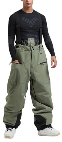 Snowboardhose Herren Ski Anzug Männer Snowboard Hose Männer Baggy Ski Pants Skihose Herren Wasserdicht Baggy Skihose Ski Pants Men Skihosen für Herren Skihose Herren Hosenträger Skihose Army Green L