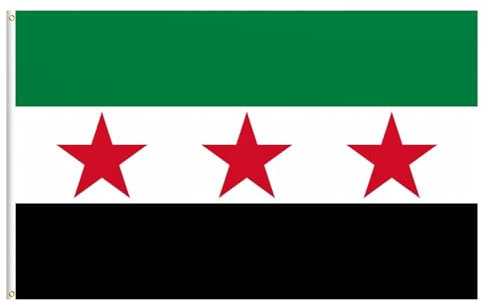 Hpbaggy Syrien-Flagge 90 x 150 cm, Syrische Fahne mit Messingösen, Wetterfeste Flagge für Outdoor