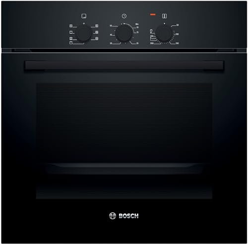 Bosch HBF011BA2 Serie 2, Einbau-Backofen, 3D Heißluft: Gleichmäßiges Garen bis zu 3 Stufen, 3 Griffe, schwarz, 60 x 60 cm