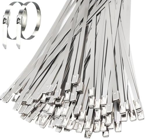 50 Pcs Zip Ties Stainless Steel, Metal Cable Ties,Stainless Steel Zips Ties Silver Metal Tie Wraps, Heavy Duty Metal Zip Ties for Outdoor Fence and Binding Requirements