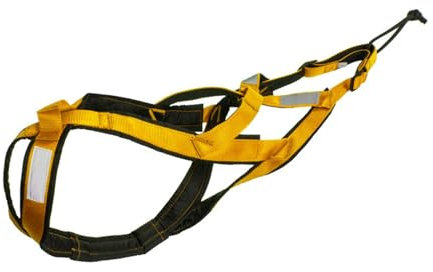 Hunde Zuggeschirr X Back Hunde-Mushing-Geschirr Bikejöring Skijoring Dogscooting Canicross Schlitten professionelles Geschwindigkeitstraining Hundeschlittengeschirr Laufgeschirr (Gelb, XL)